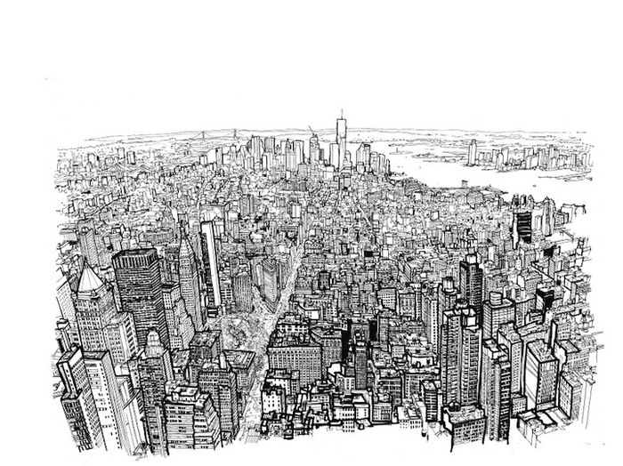 Панорама Нью-Йорка, нарисованная за 1 минутку