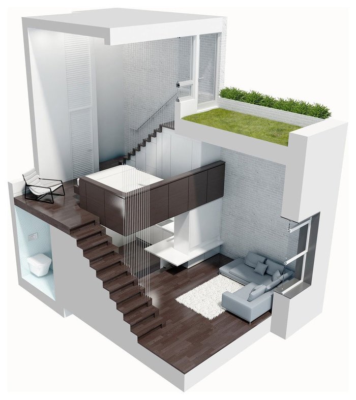 Идеи для малеханьких квартир: микро-лофт в США